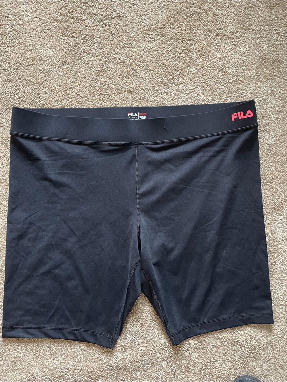 Fila Black Bike Shorts with Pink Logo Waistband